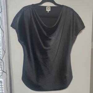 Anne Klein Black Satin Blouse